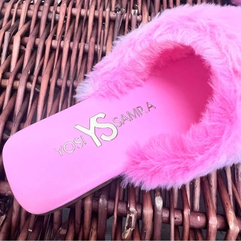 $60 NIB Yosi Samra Kids Fur Slippers Sandals Shoes Miss Nora Sz 12C 13C 1Y 2Y